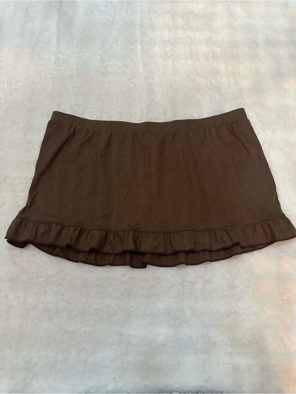 New! Frankie's Bikinis x PINK Brown Ruffle Hem Swim Coverup Skirt 9074